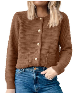 lot 2355 image: Anrabess Brown Knit Cardigan with Decorative Buttons - Medium