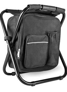 lot 6569 image: Kikerike Backpack Stool Cooler Chair Heavy Duty 300 LBS Max Load Portable Lightweight Folding Fishing Cooler for Camping Hunting Fishing - Black