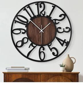 lot 6571 image: Maxstar Round Wall Clock for Living Room Decor Battery Operated Non Ticking Silent Vintage Black