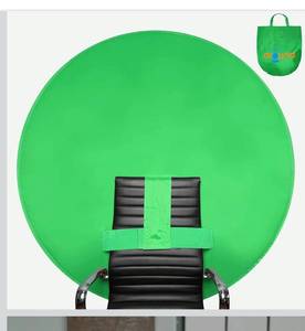 lot 6579 image: Webaround Big Shot 56  Green  Portable Collapsible Webcam Backdrop  Attaches to Any Chair