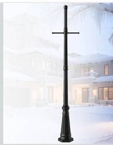 lot 6580 image: Universal Outdoor Post Light Pole with Hanging Arm