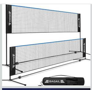 lot 6584 image: BAGAIL Badminton Net, Height Adjustable Kids Volleyball Net, Foldable Nylon Net 10 ft14ft17ft Wide, Tennis Net, Small Pickleball Net for Backyard Game and Indoor Outdoor Use, Easy Setup