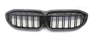 lot 6593 image: Car Front Bumper Upper Grille Racing Grilles Radiator Mesh Grill Glossy Black ABS Compatible for BMW 3 Series G20 G21 2019-2022