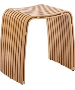 lot 6599 image: Bamboo Shower Bench, Non-Slip Shower Stool & 450 lbs, Waterproof Bathroom Stool Spa Bath Seat