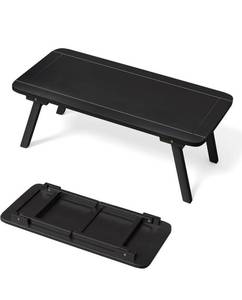 lot 6600 image: VINGLI Outdoor Folding Coffee Table, Natural Poplar Wood Patio Coffee Table, No Assembly Required, Ideal for Balcony, Porch, and Living Room, Oval, Black