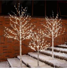 lot 6606 image: Lighted Birch Tree Set (4ft, 6ft & 8ft)