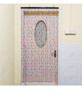 lot 6622 image: Rainbow Colorful Hippie Wood Door Beaded Curtain