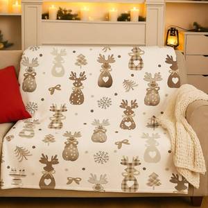 lot 6636 image: FuWeave Christmas Reindeer Polka Dot Blanket Farmhouse Netural Christmas Throw Blanket Deer Brown Rustic Xmas Elk Vintage Gift for Teacher Women Mother Couch Bed Sofa Winter Holiday 50 x 60
