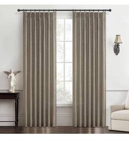 lot 6637 image: Pinch Pleated Natural Linen Sheer Curtains 84 Inches Long for Living Room 2 Panels Set, Dark Flax Light Filtering Farmhouse Thick Drapes