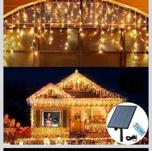 lot 6646 image: Solar Christmas Lights Outdoor Waterproof Christmas Decorations Curtain Lights 320LED 29.5ft 60 Drops