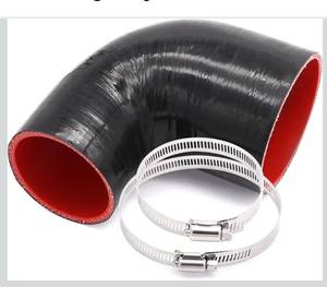 lot 6655 image: 90 Degree ID 3inch to 4inch Elbow Coupler Silicone Hose 4-Ply with 2PCS Stainless Steel T-Bolt Clamp