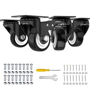 lot 6660 image: 2 Inch Wheel Casters,Set of 4 Heavy Duty,Black Industrial Casters with Brake,