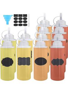 lot 6676 image: Squeeze Bottles,12 Oz Condiment Squeeze Bottle,Plastic Condiment Bottles with Twist On Cap Lids  8 pack