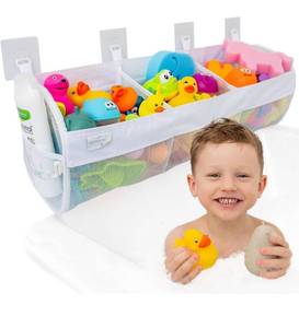 lot 6681 image: Comfylife Large Bath Toy Organizer �� 3 Compartment Bath Toy Holder for Bathtub & Shower