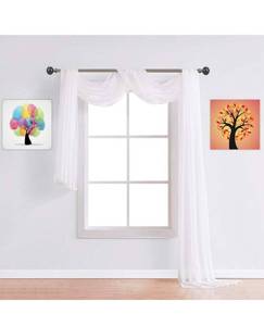lot 6689 image: Warm Home Designs Standard Length White Sheer Window Scarf. Valance Scarves are 54 X 144 Inches.