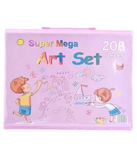 lot 6699 image: 208-piece Drawing Set with Colored Pencils, Crayons, and Watercolors - a Stationery and Drawing Set.(208Pink)