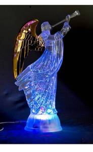 lot 6705 image: Dalax- Electric-Led Light Up 12 Angel Trumpet Statue Figurines Home Decorations Gold Angels Wings Statue Christmas Ornaments Snow Globe