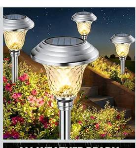 lot 6706 image: Beau Jardin 4 Pack Solar Pathway Lights White Color Changing Stainless Steel 3 Mode Outdoor Multicolor Metal Solar Powered