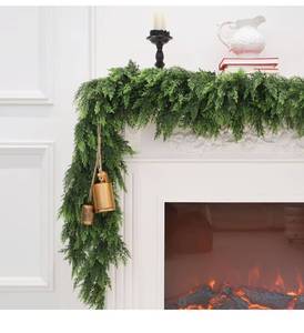 lot 6722 image: Christmas Cedar Garland Artificial Realistic Green Faux Real Touch Winter Pine Garland