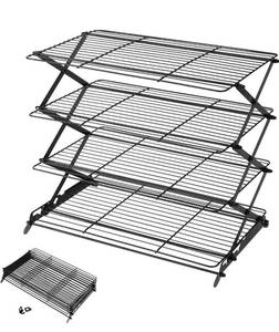 lot 6724 image: Geesta 234-Tier Upgraded Collapsible Cooling Rack with Adjustable 3 Setting Design Stackable Roasting Cooking Drying Wire Cooling Rack