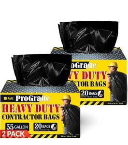 lot 6730 image: Reli. Contractor Garbage Bags 55 Gallon  40 Trash Bags  Heavy Duty  Black Contractor