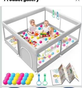 lot 6732 image: Baby Playpen with Mat, 50x50 Inch Playpen with Mat Waterproof