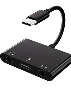 lot 6750 image: USB C Headphone Adapter,3 in 1 USBC to 3.5mm Dual Headphone Jack Adapter for Stereo,USB-C Audio Adapter with Type-c Fast Charging Port,Headphone Splitter Compatible iPad Pro,Samsung,Google
