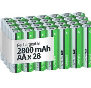 lot 6753 image: AA Rechargeable Batteries 2800 mAh High Capacity 1300 Cycle,1.2V NiMH Low Self Discharge AA Battery,28 Pack