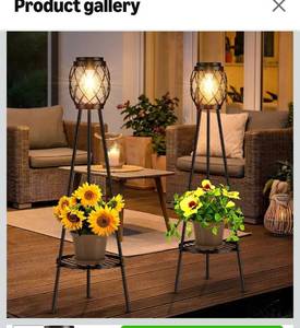 lot 6771 image: MXwcy 2 Pack Solar Lights Outdoor with LED Edison Bulbs, Vintage Style Solar Floor Lamp
