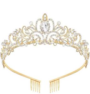 lot 6779 image: TAROSE Crowns for Women, Queen Crystal Gold Silver