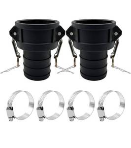 lot 6788 image: 2PCS Camlock Fittings Poly Plastic C-200 2 Type C Standard Couplings Cam lock Fittings Polypropylene Cam Groove Fitting Female Camlock