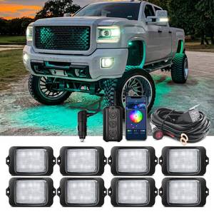 lot 6794 image: MICTUNING C3 Extensible RGBW Rock Lights - 8 Pods Multi-Color Neon Underglow Lights with Bluetooth APP & Control Box (Extensible Up to 32 Pods)