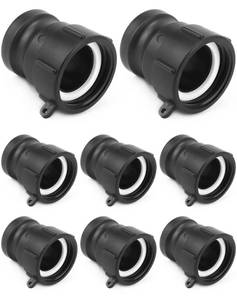 lot 6799 image: QWORK Poly Fittings, 8 Pack 2 Part A Cam Groove Hose Fitting, 2 Male Adapter x 2 Female Thread, IBC Tote Valve, IBC Tote Fittings, Black