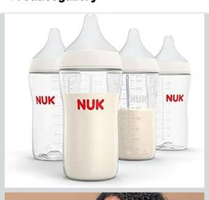 lot 6807 image: NUK Perfect Match 2-in-1 Natural and Anti-Colic Bottle with Medium Flow, Wide, Adaptable Nipple, 8oz., 4 Pack, BPA Free