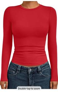 lot 6827 image: AUTOMET Womens Long Sleeve Shirts Basic Compression Going Out Crop Tops Fall Fashion Y2K Clothes 2025 size Medium
