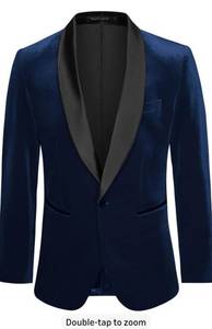 lot 6835 image: GRACE KARIN Mens Velvet Blazer One Button Shawl Lapel Slim Fit Suit Jacket Sport Coat Dinner Party Prom Wedding Tuxedo size XL