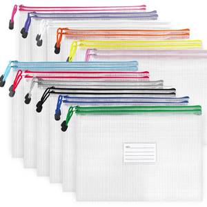 lot 6837 image: BOPART 24pcs Mesh Zipper Pouch Puzzle Bags 13.4x9.4 Inches A4 Plastic Zip File Bag with Label Pocket for School Office Supplies, Board Game Storage Bags for Organizing