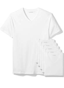 lot 6838 image: Amazon Essentials Mens V-Neck Undershirt, Breathable Cotton, Pack of 6 Large