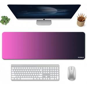 lot 6853 image: HIEALO Large Gaming Mouse Pad 31.5 x 11.8 in, Extended Desk Mat for Keyboard and Mouse, Non-Slip Rubber Base, Smooth Waterproof Surface, Stitched Edges, Black Mousepad for Office & Home,Black-Pink