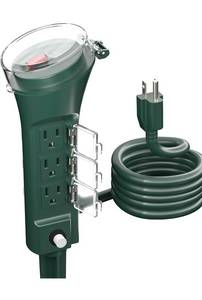 lot 6854 image: BN-LINK Outdoor 6ft Extension Cord Power Stake with 6 Outlets, Outside Power Strip