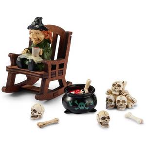 lot 6857 image: Rosjoy Cute Witch Shelf Sitter,Miniature Witch Statue on Rocking Chair,Gothic Decor for Desk,Spooky Collectible,Gift of Women Men
