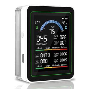 lot 6861 image: 10 in 1 Smart Air Quality Monitor Indoor,Carbon Monoxide Detectors,Co2 Detector,Professional Air Quality Test Kit with CO2  CO  TVOC  HCHO  Temp  AQI  PM2.5  PM0.3  PM10
