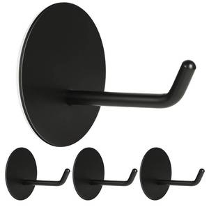 lot 6871 image: Dlilise Adhesive Hooks Heavy Duty, Hold 20 Lbs, Extra Large Long Self Stick on Hanger, Wide Sticky Round Decorate Hooks, for Hanging,Clock,Clothing,Headphone,Robe,4Packs(Black)