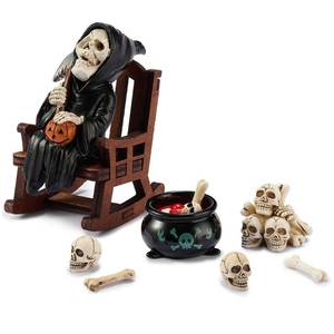 lot 6872 image: Rosjoy Cute Grim Reaper Shelf Sitter,Miniature Grim Reaper Statue on Rocking Chair,Gothic Decor for Desk,Spooky Collectible,Gift of Women Men