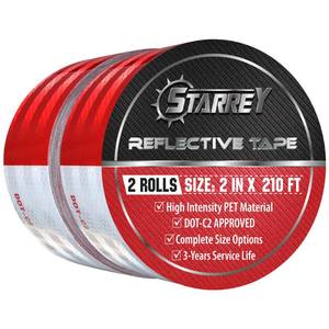 lot 6874 image: STARREY Reflective Tape Outdoor Red White 2 in X 210 FT Waterproof Self Adhesive DOT-C2 Safety Caution Reflector Conspicuity dot Tape for Cars Trailers