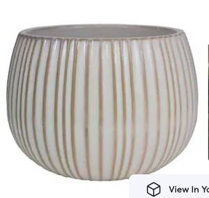 lot 6897 image: allen  roth Round 5.13-in W x 8-in L x 5.3149-in H White Ceramic Indoor Planter