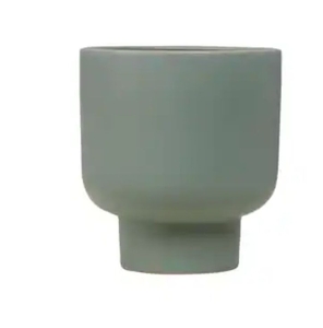lot 6899 image: allen  roth Round 5.5-in W x 5.5-in L x 6.25-in H Green Ceramic IndoorOutdoor Planter