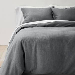 lot 3010 image: $130 Casaluna King Linen-Blend Duvet Cover &amp Sham Set - Dark Gray