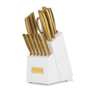 $150 Cuisinart Classic 15pc Gold PVD Stainless Steel Cutlery Block Set