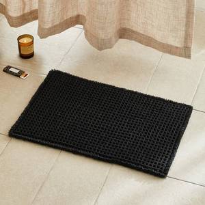 lot 3068 image: Black Waffle Bath Mat, Non-Slip, Washable, Quick-Dry, 24x16